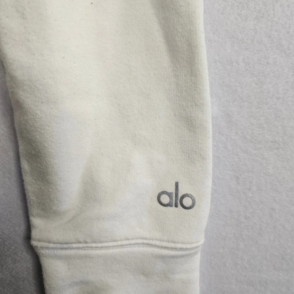 Alo‎ Yoga White Mesh Panel Long Sleeve Sweatshirt Pullover Workout Top